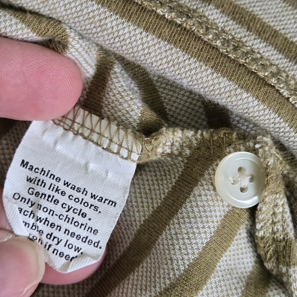 J. Crew Mens Large Striped Olive Green Polo Shirt - Picture 6 of 7